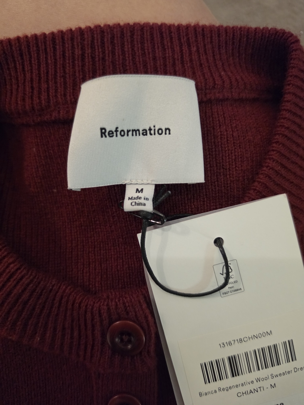 Reformation Bianca Regenerative Wool Sweater Dress In Chianti - Picture 11 of 12